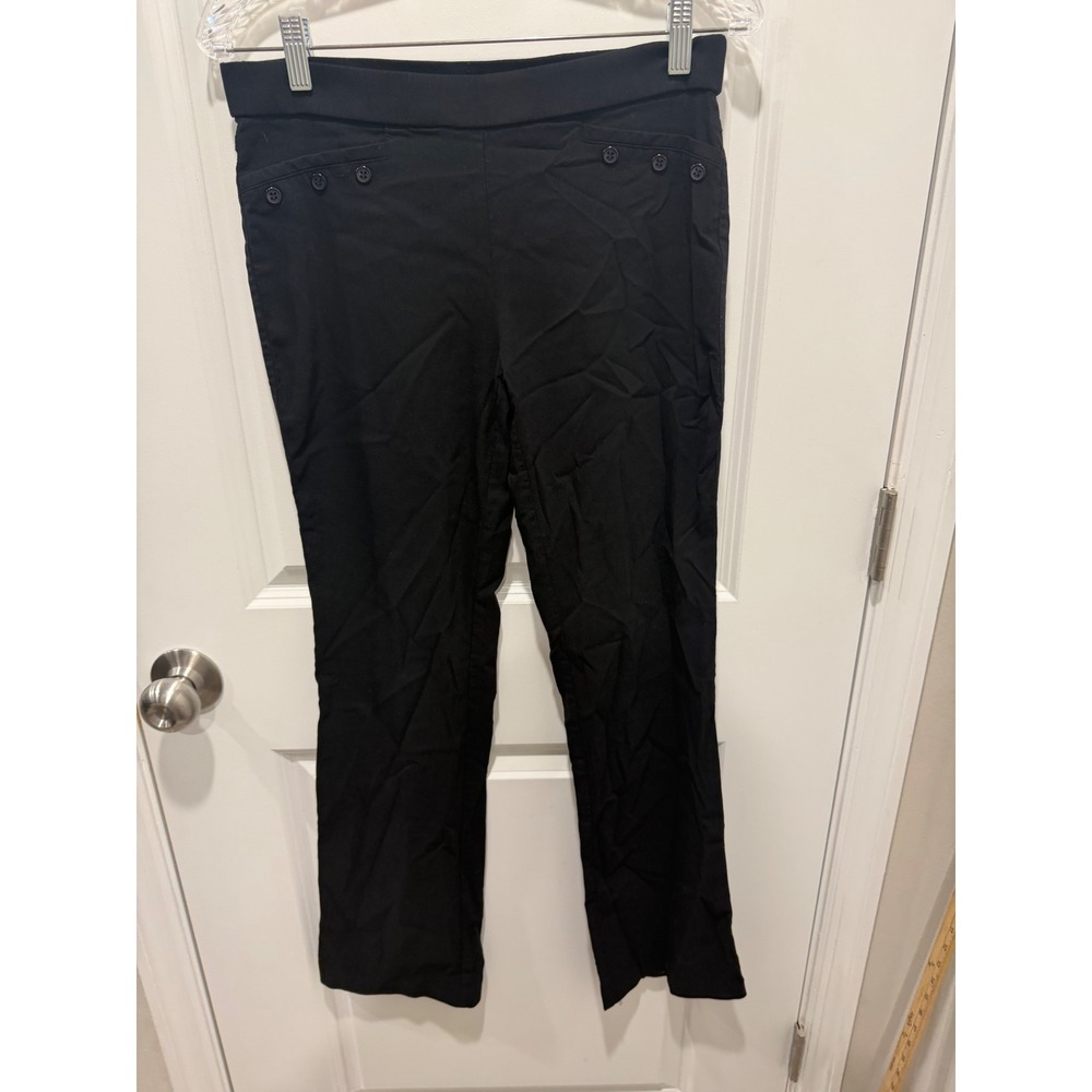 Joe B Womens Pull On Pants Decorative Button Detail Black Large